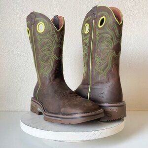 Capitan Talladega Mens Brown Cowboy Boots 11.5 D Square Toe Work Boots Western